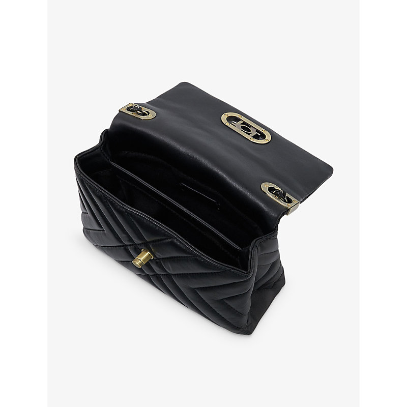 Shop Dune Regent Logo-hardware Quilted Leather Shoulder Bag In Black-leather