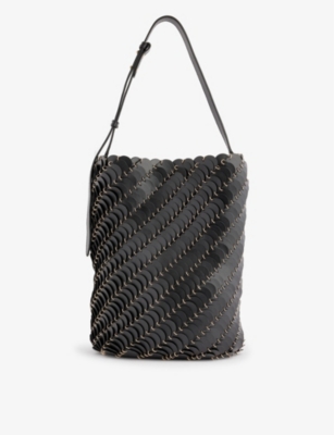 Rabanne Women's Large Leather Disk Bucket Bag In Black