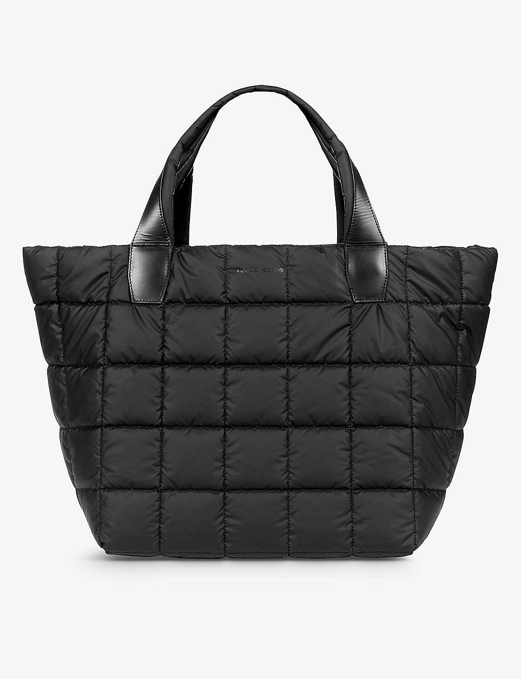 Vee Collective Matt Black Porter Medium Quilted Recycled-nylon Tote Bag