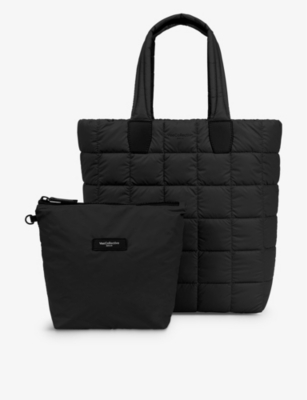 Shop Vee Collective Matt Black Porter Quilted Recycled-nylon Tote Bag
