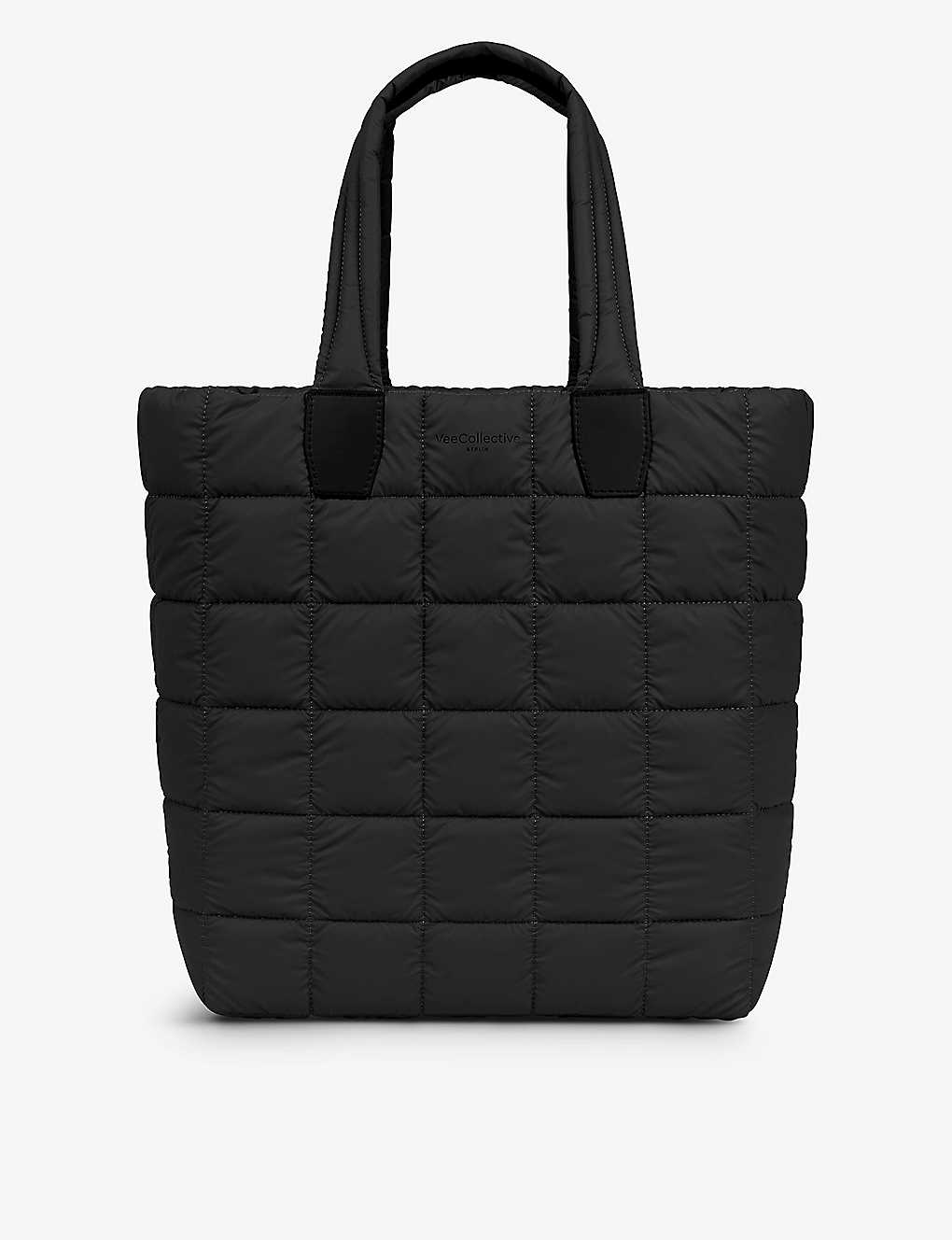 Vee Collective Matt Black Porter Quilted Recycled-nylon Tote Bag