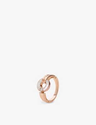 Bvlgari Womens Rose Gold 18ct Rose-gold, 0.04ct Brilliant-cut Diamond And Mother-of-pearl Ring