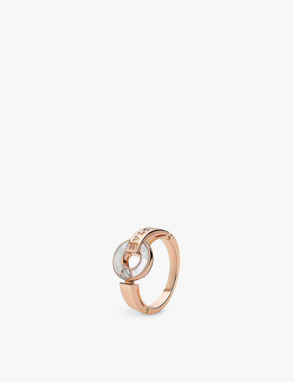 Bvlgari Womens Rose Gold 18ct Rose-gold, 0.04ct Brilliant-cut Diamond And Mother-of-pearl Ring