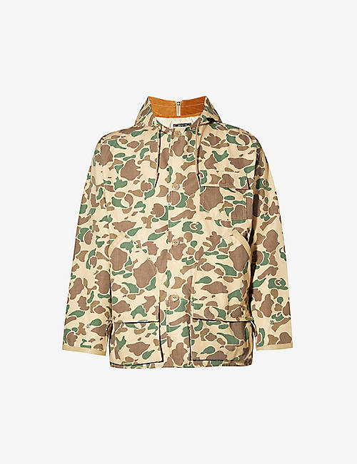BEAMS PLUS: Camouflage-print hooded woven jacket