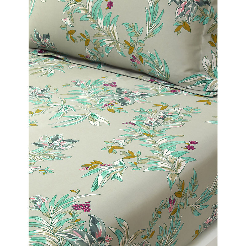 Yves Delorme Multicoloured Alcazar Floral-print Organic-cotton Fitted Sheet