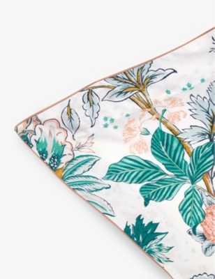 Shop Yves Delorme Multicoloured Golestan Floral-print Organic-cotton Pillowcase