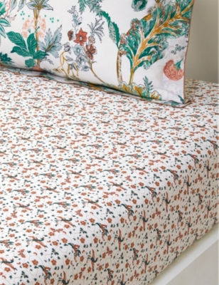 Yves Delorme Multicoloured Golestan Floral-print Organic-cotton Fitted Sheet