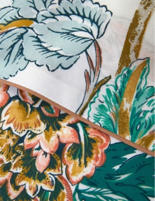 Shop Yves Delorme Golestan Floral-print Organic-cotton Flat Sheet In Multicoloured