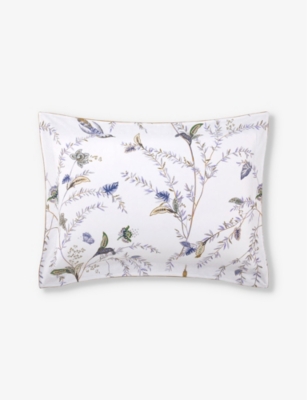 Yves Delorme Multicoloured Grimani Foliage-print Organic-cotton Pillowcase