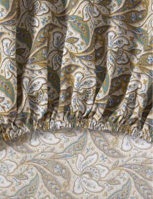 Shop Yves Delorme Grimani Paisley-print Organic-cotton Fitted Sheet In Multicoloured