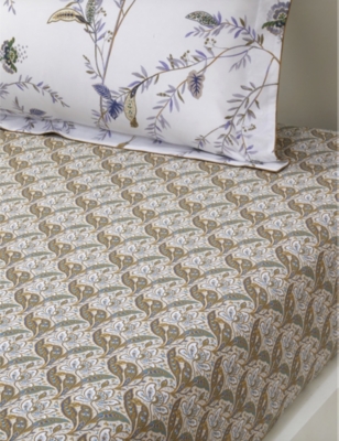 YVES DELORME: Grimani paisley-print organic-cotton fitted sheet