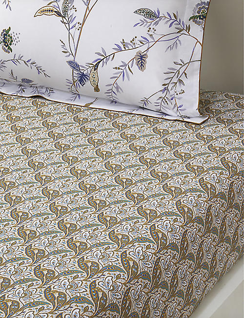YVES DELORME: Grimani paisley-print organic-cotton fitted sheet