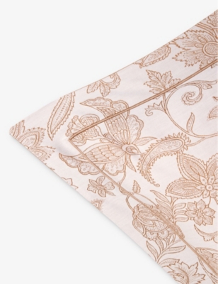 Shop Yves Delorme Perse Floral-print Organic-cotton Pillowcase In Multi-coloured