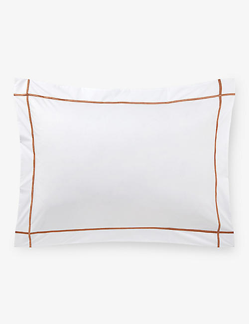 YVES DELORME: Athena bourdon-stitch organic-cotton pillowcase