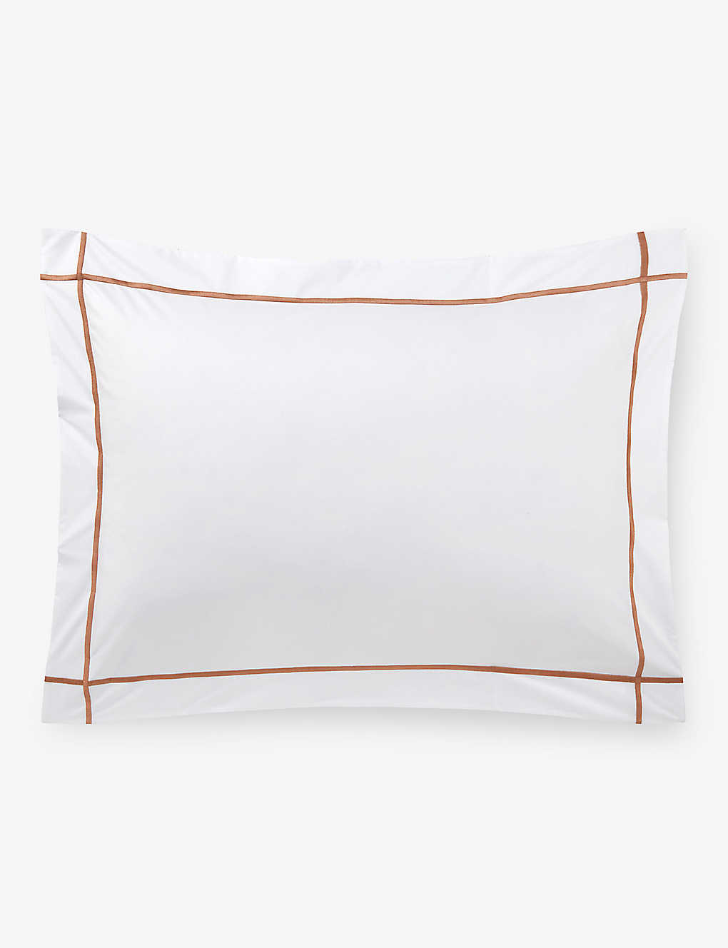 Yves Delorme Sienna Athena Bourdon-stitch Organic-cotton Pillowcase In Orange