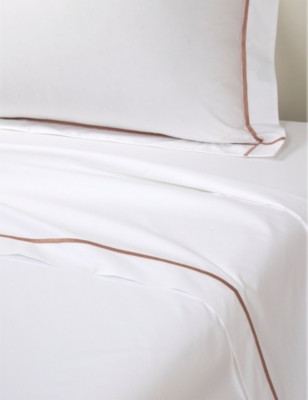 YVES DELORME: Athena bourdon-stitch organic-cotton flat sheet