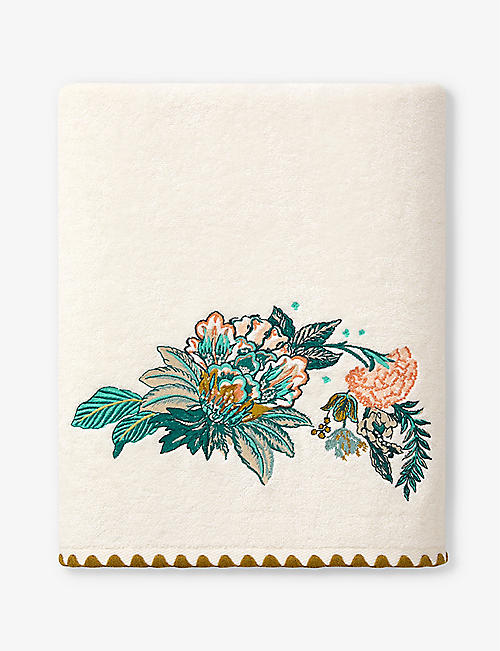 YVES DELORME: Golestan floral-embroidered organic cotton-blend towel