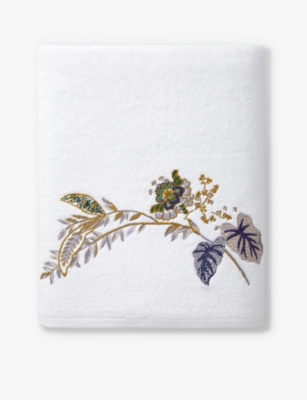 YVES DELORME: Grimani floral-embroidered organic cotton-blend towel