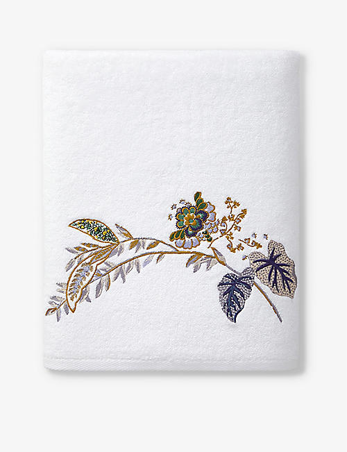 YVES DELORME: Grimani floral-embroidered organic cotton-blend towel