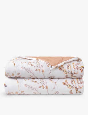 YVES DELORME: Fugues floral-print organic-cotton double bed cover 250cm x 250cm