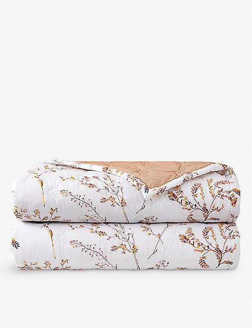 YVES DELORME: Fugues floral-print organic-cotton double bed cover 250cm x 250cm
