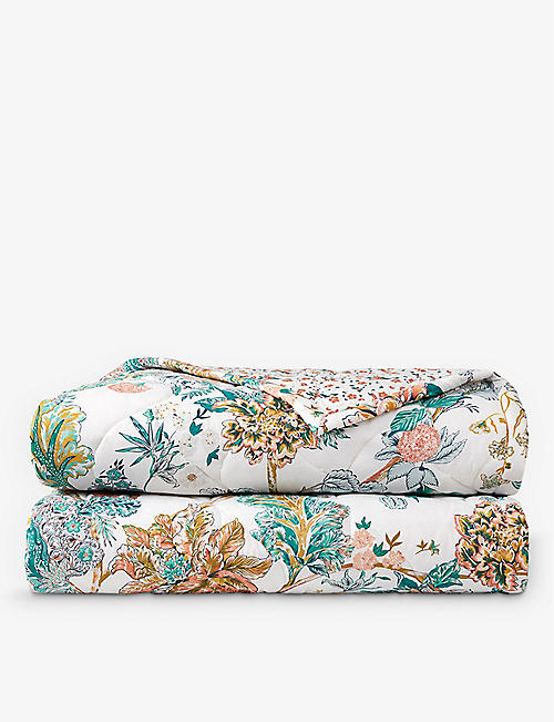 YVES DELORME: Golestan floral-print organic-cotton double bedcover