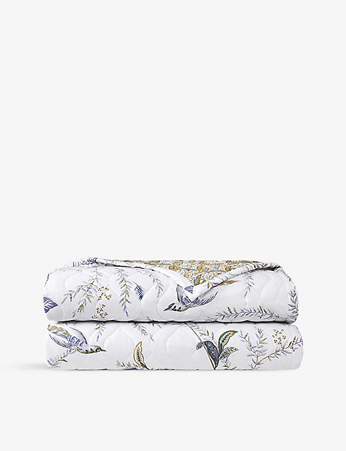 YVES DELORME: Grimani foliage-print organic-cotton bedcover
