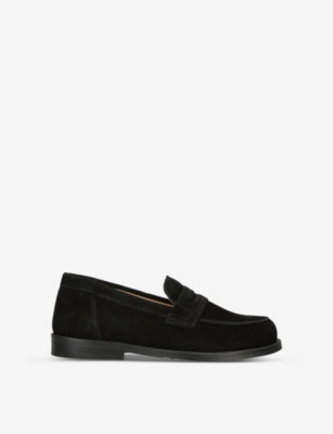Papouelli Suede Max Loafers In Black