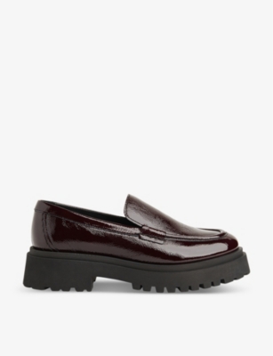Whistles Aerton Platform Patent-leather Loafers In Purple