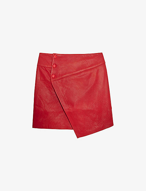 ZADIG&VOLTAIRE: Junko asymmetric wrap-around leather mini skirt