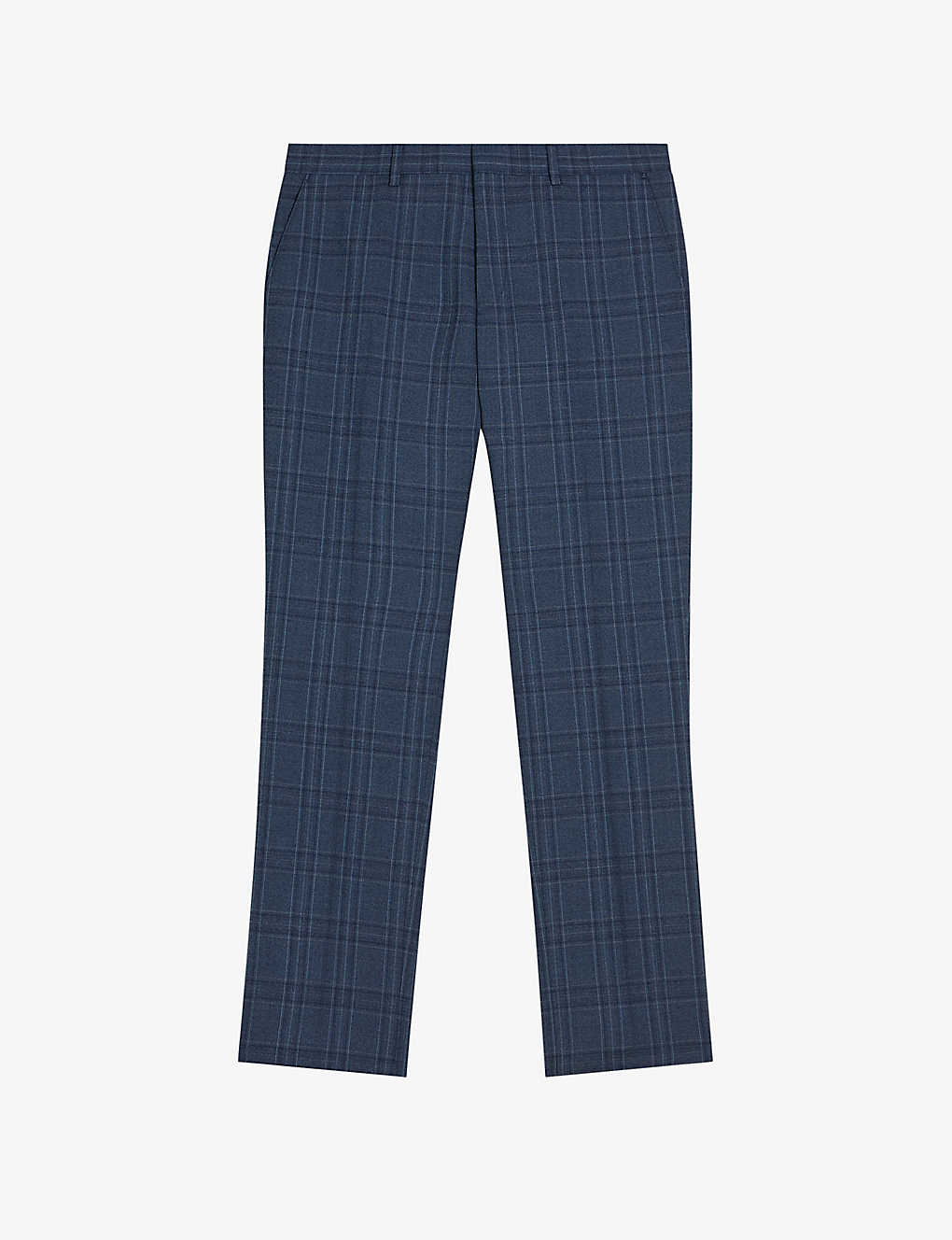 Ted Baker Mens Mid-blue Adlerst Slim-fit Check Wool Trousers