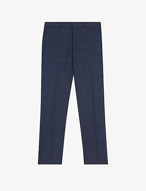 TED BAKER: Chelart slim-fit check-pattern stretch-wool trousers