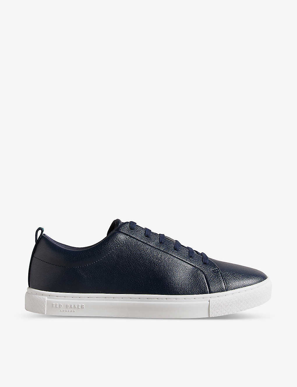 Ted Baker Mens Navy Artioli Logo-embossed Faux-leather Trainers