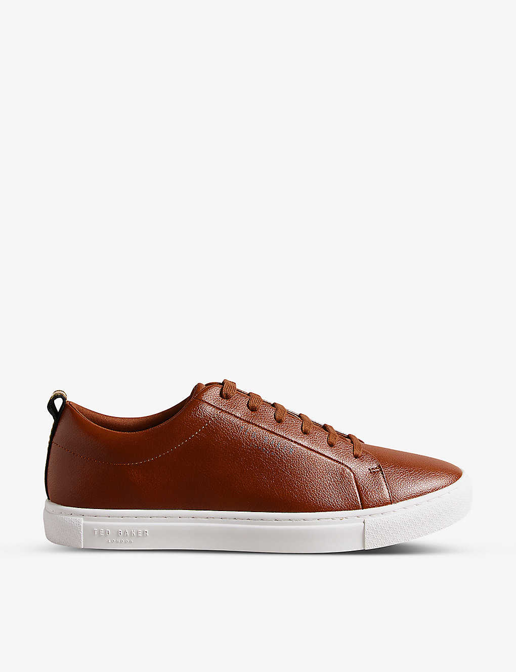 Ted Baker Mens Tan Artioli Logo-embossed Faux-leather Trainers In Brown