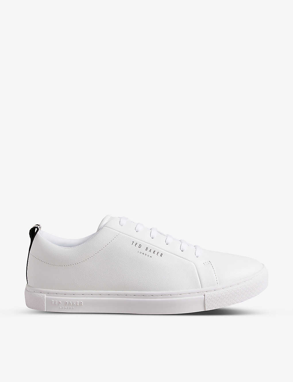 Ted Baker Mens White Artioli Logo-embossed Faux-leather Trainers