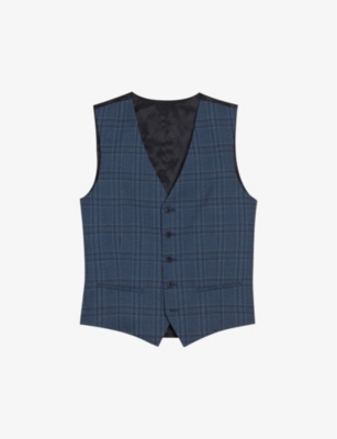 TED BAKER: Adlersw slim-fit check wool waistcoat