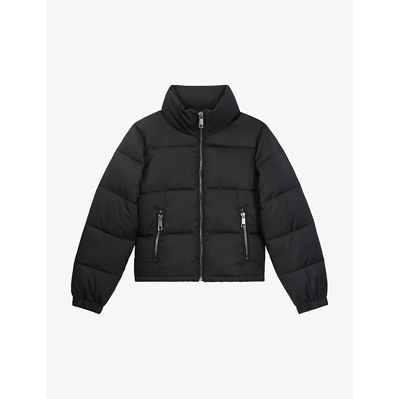 The Kooples Stand Collar Puffer Jacket In Black