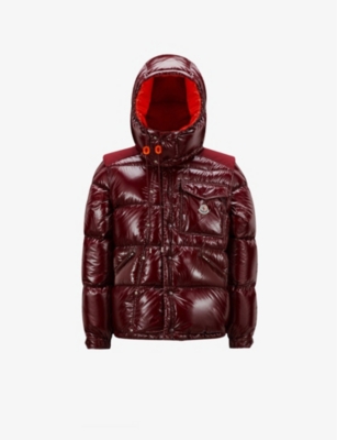 Moncler Mens Burgundy Karakorum Brand-embroidered Padded Regular-fit Shell-down Jacket