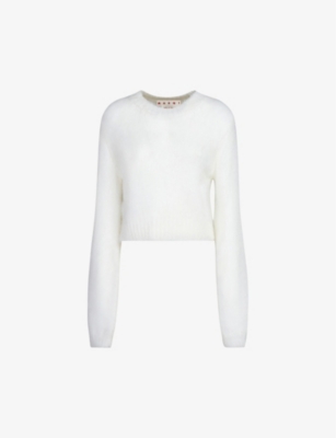 Marni Round-neck Cropped Jumper In Lily White
