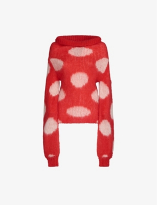 Marni Polka-dot Wool-blend Sweater In Red