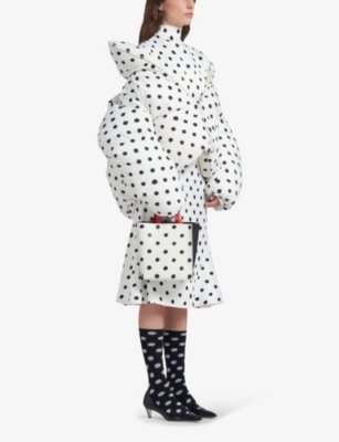 Shop Marni Womens Stone White Polka-dot High-neck Shell Jacket