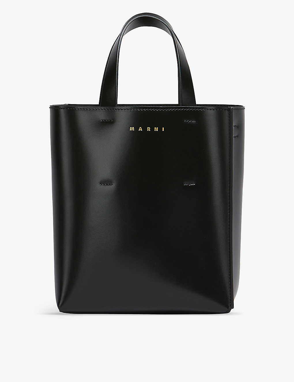 Shop Marni Womens Black Museo Brand-print Leather Tote Bag 1 Size