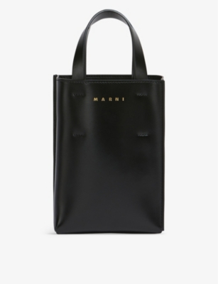 MARNI: Brand-print leather tote bag