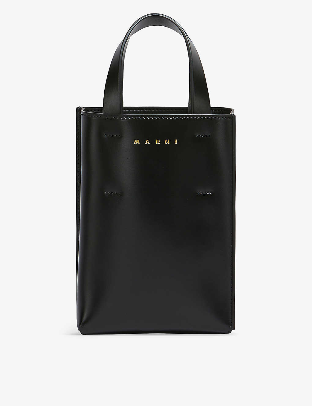 Marni Womens Black Brand-print Leather Tote Bag