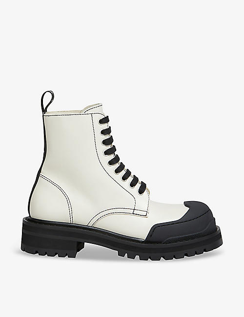 MARNI: Contrast-stitched chunky-sole leather ankle boots