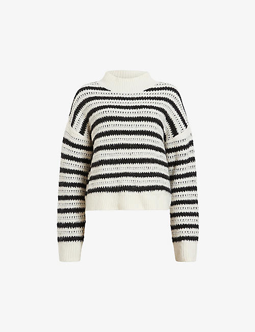 ALLSAINTS: Duke stripe-pattern relaxed-fit wool and alpaca-blend jumper