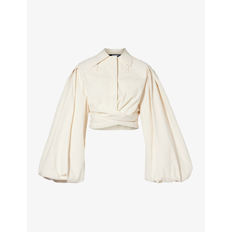 Jacquemus Le Haut Bahia Boule Puffed-sleeve Stretch-cotton Shirt In ...