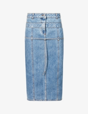 Jacquemus Womens La Jupe De Nîmes Contrast-stitch Denim Midi Skirt