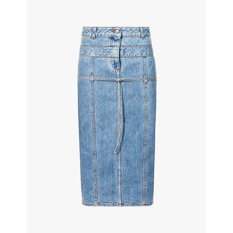 Jacquemus Womens La Jupe De Nîmes Contrast-stitch Denim Midi Skirt