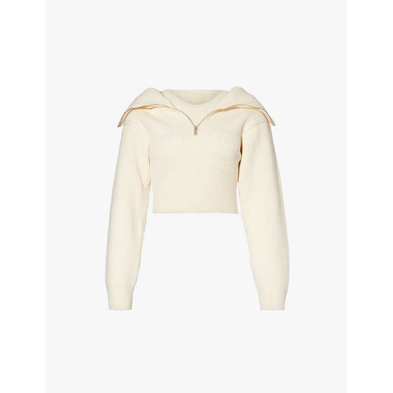 Jacquemus La Maille Risoul Cropped Wool Jumper In Off-white